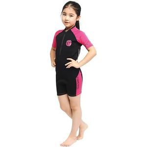 Cressi Little Shark Shorty Wetsuit voor kinderen, uniseks, zwart/roze, 3/4 jaar