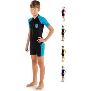 Cressi Little Shark Shorty Wetsuit voor kinderen, uniseks, zwart/blauw, 9/10 jaar