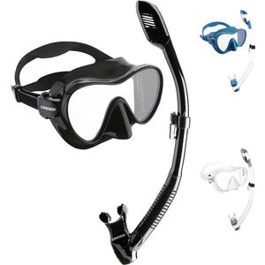 CRESSI Frameless F1 Combo Set - Duikmasker + Snorkel Dry voor Duiken en Snorkelen, Zwart, Eén Maat, Unisex Volwassene