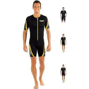 Cressi Playa Man Wetsuit Shorty Wetsuit 2,5 mm neopreenpak voor heren, zwart/geel, 4XL