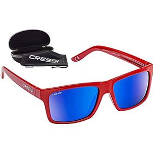 Cressi Bahia Floating Zonnebril, drijvende sportzonnebril, gepolariseerd, uv-bescherming, 100% uniseks, volwassenen, rood/spiegelglazen, blauw, eenheidsmaat