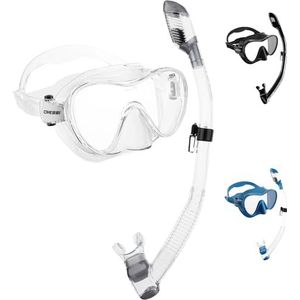 Cressi F1 Combo Frameless F1 + Snorkel Dry masker voor duiken en snorkelen, transparant, één maat, uniseks volwassenen