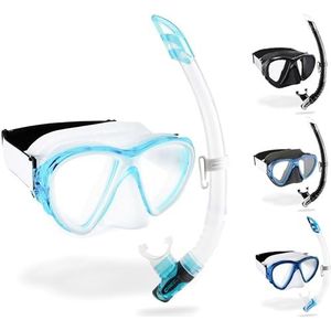 Cressi Fidji + Productserie Combo, Masker & Snorkel, uniseks, volwassenen, transparant/Aquamarijn, uniek