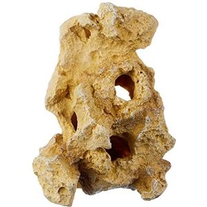 Amtra Roccia Gallura - Aquariumdecoratie, van hars, reproductie van een natuurlijke steen, handbeschilderd, beige, maat S/ 13,5 x 11,5 x 19,5 cm