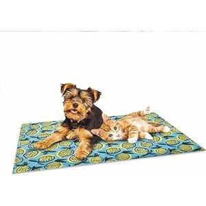 Croci Breeze Koelmat voor huisdieren, 50 x 40 cm, zonder stroom of batterijen, tapijt met verkoelende gel voor honden, maat S, citroenpatroon