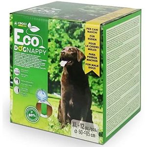 Croci Eco Dog Nappy Hondenluiers voor honden, biologisch afbreekbaar, voor pipi, hygiënische luier voor mannelijke honden, geurloos, gebruik en gooien, 12 stuks, maat XL, 60-85 cm