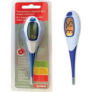 Gima - Digitale thermometer BL3, 20 seconden, groot scherm, flexibele tip, waterdicht, achtergrondverlichting, rood/oranje/groen, 25554