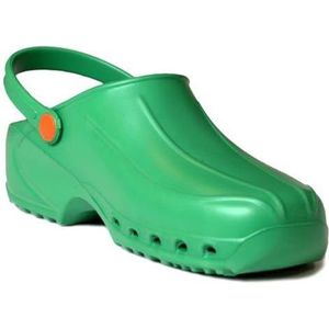 Gima - Ultralichtgewicht, anatomisch, antislip, antistatische anti-schok en uniseks instapschoenen met riem, ongeperforeerd bovendeel, zijdelingse gaten, groen, EU-maat 38, 1 paar