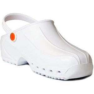 GIMA 26197 Professionele lichte clogs met veters, uniseks, anatomisch, antislip, schokbestendig, antistatisch, ongeboord bovenmateriaal, geperforeerde zool, kleur wit, maat EU 41, 1 paar