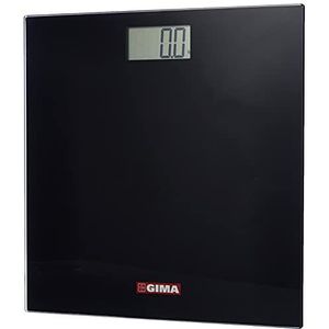 Gima - Elektronische personenweegschaal, badkamerweegschaal, met stavlak van gehard glas, 6 mm, kleur zwart.