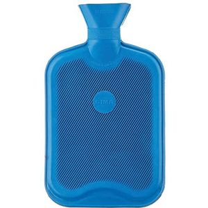Gima - Warmwaterkruik 100% rubber, met 2 lamellen, om pijn en spierkrampen te verlichten, om op te warmen in geval van kou of vochtigheid, Blauw, 28600