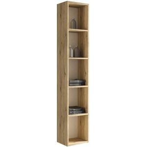 MaMa Store Bijgewerkte omkeerbare gemonteerde boekenkast, vier houten planken, 30 x D. 22 x H. 160 cm, techniek, natuurlijk eiken