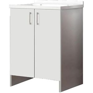 Mama Store Mobiele Washroom-White Clothes Washer IN KIT te monteren in Methacrylaat met Houten Axis L.60 x D.50 X H 86 cm, Large