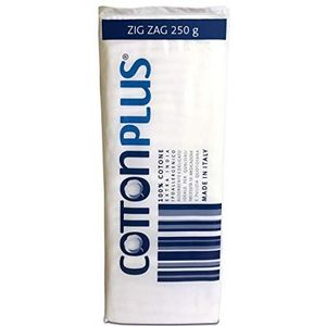 Cotton Plus Zig Zag 250 g medische serie, 100% puur gekaard hydrofiele katoen voor medisch gebruik, zacht en absorberend.