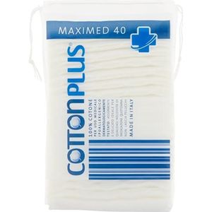 Baumwolle Plus MAXIMED 40 Stück - Medizinische Linie | Maxi Quadrat, 100% reine Baumwolle für medizinische Zwecke | Hypoallergen, saugfähig und langlebig.