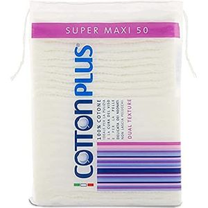 Cotton Plus Super Maxi 50 stuks - Beauty Line | voorgesneden pads van 100% puur katoen | XL make-uppads voor gezichtsreiniging