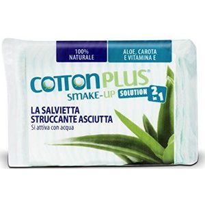 Cotton Plus SMAKE-UP Aloë Vera Maxi, 40 stuks, natuurlijke structuur, gepatenteerde remover make-up doekjes, zonder conserveringsmiddelen, 100% natuurlijk