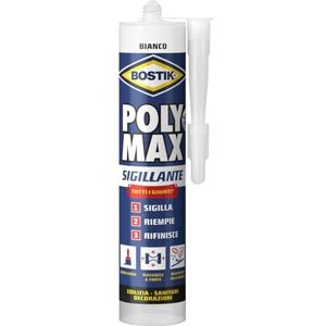 Bostik Poly Max witte kit - elastische en gelakte permanente universele stopverf, verwijdert niet en is schimmelbestendig