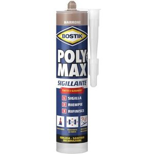 Bostik Poly Max Bruin afdichtmiddel - elastische en gelakte permanente universele stopverf, verwijdert niet en is schimmelbestendig