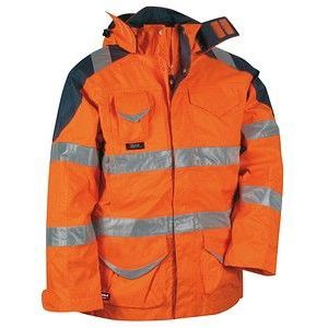 4 in 1 Winter-Warnschutzjacke wind- und wasserdicht bis -49 °C orange 44