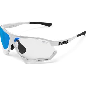 Scicon - Fietsbril - Aerocomfort XL - Wit Gloss - Fotochrome Lens Blauw Spiegel