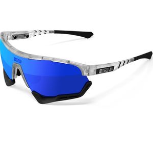 Scicon - Fietsbril - Aerotech XXL - Frozen Matte - Multimirror Lens Blauw