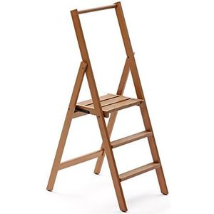Arredamenti Italia Kimora Ladder met 3 stappen, opvouwbaar, massief beukenhout, kersenkleur
