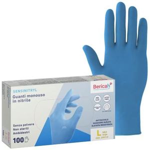 Bericah, Sensinitril-handschoenen, poedervrij, maat L, 100 stuks