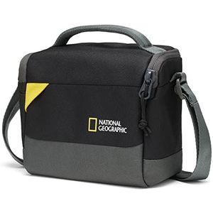 NATIONAL GEOGRAPHIC Kleine schoudertas, DSLR- en spiegelloze cameratas met lens en accessoires, batterijen, kabels, verstelbare schouderriem, ultralicht, NG E1 2360, zwart, Amazon Exclusive
