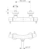 Opbouw douchekraan sapho airtech mengkraan onder 2-knop chroom