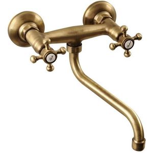 Inbouw wastafelmengkraan sapho antea 2-knop gebogen uitloop 19 cm brons