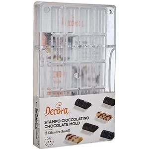 Decora 0050115 professionele chocoladevorm, kleine cilinder, 20 holtes, 33 x 16 x 8 mm, van polycarbonaat, ideaal voor het maken van glanzende chocolade, professioneel design, gemaakt in Italië