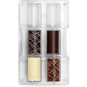 Decora 0050117 Professionele chocoladevorm, grote cilinder, 6 putten, 55 x 30 x H 20 mm, van polycarbonaat, ideaal voor glanzende chocolade, professioneel ontwerp, gemaakt in Italië