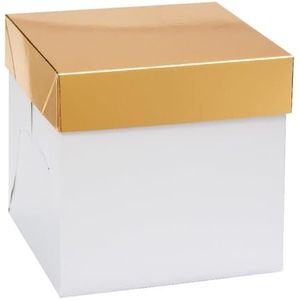 Decora, 0339445 Panettone-Box met automatische bodem, 20 x 20 x 20 cm, met goudkleurig deksel, perfect voor het verpakken van hoge of lage panettons tot 1 kg, per stuk verpakt