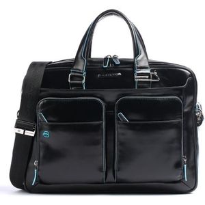 Piquadro Blue Square Portfolio Computer Briefcase 15 with iPad Black