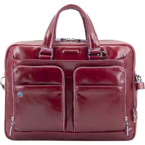 Piquadro Blauwe Square Briefcase III Leder 39 cm Laptopcompartiment rot