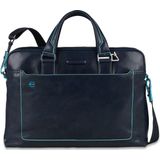 Piquadro Blue Square Double Handle Computer Portfolio Briefcase 14 Night Blue