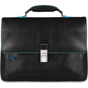 Piquadro Blue Square Briefcase II Leather 40 cm Laptopcompartiment black