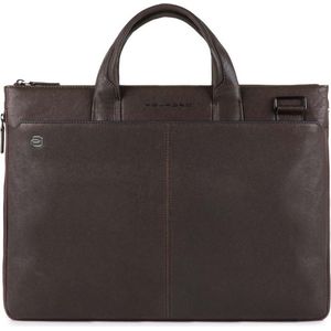 Piquadro Zwarte Square Briefcase Leer 42 cm Laptopcompartiment  bruin