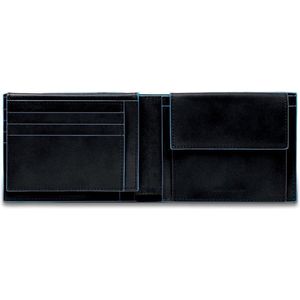 Piquadro Blue Square Men's Wallet With Flip Up With ID/Coin Pocket Black