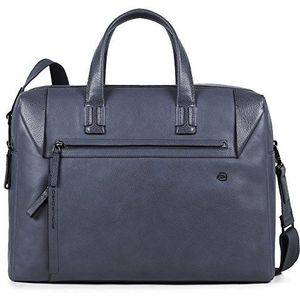 Piquadro, Tassen, Heren, Blauw, ONE Size, Leer, Blauwe Leren Laptoptas met Twee Handvatten