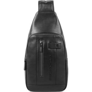 Piquadro - Urban Mono Sling Bag - Zwart - Leren Crossbody Tas
