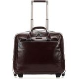 Piquadro Laptoptrolley / Businesstrolley - 15.6 inch - Leer - Blue Square - Bruin