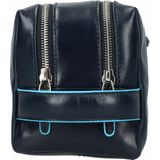 Piquadro Blue Square Beauty bag 2 zippers brown