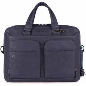 Piquadro, Blauwe Leren Handtas voor Onderweg Blauw, unisex, Maat:ONE Size