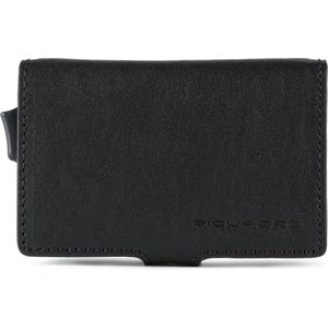 Piquadro Black Square Double Creditcard Case With Sliding System Black