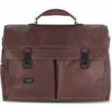 PIQUADRO Leren Laptoptas Business tas met laptopvak Harper Computer Briefcase Testa Di Moro Bruine