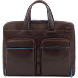 Piquadro Blue Square Computer Portfolio Briefcase 14&apos;&apos; mahogany schoudertas heren