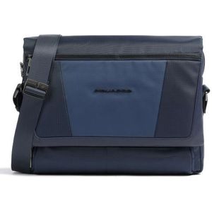 Piquadro, Blauwe Computer Messenger Tas van Gerecycled Stof Blauw, Heren, Maat:ONE Size