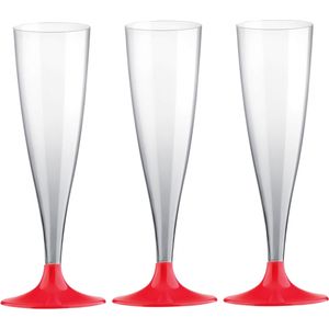 Santex Champagneglazen - 10x - plastic - 140 ml - rood - herbruikbaar